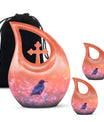 Solitary Bird Memorial Ashes Urn For Women - Pink Cremation Urn For Female