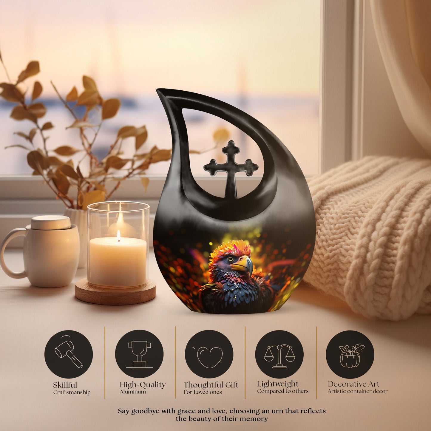 Medium-sized Puffin Bird Urn 