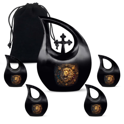 10-inch Zodiac Themed Cross Drop Design Large Aluminium Urn