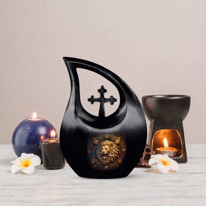 10-inch Zodiac Themed Cross Drop Design Large Aluminium Urn