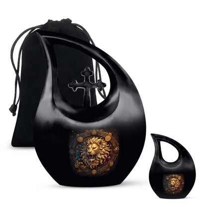 Personalized Lion Cremation Urn for Men - 10-inch, 200 cu in - Yatskia