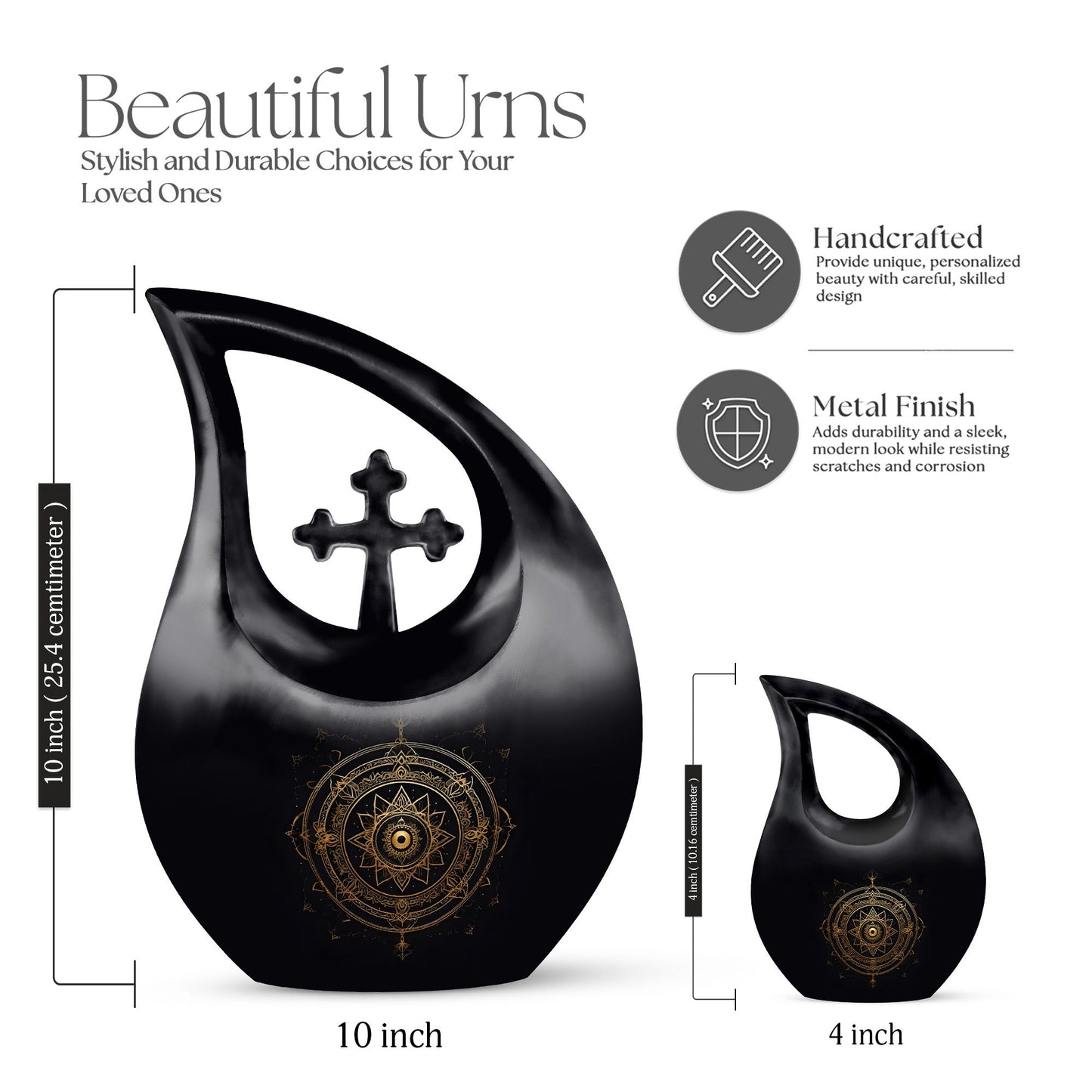 10-Inch Zodiac Themed Cross Drop Design Custom Urn, 
