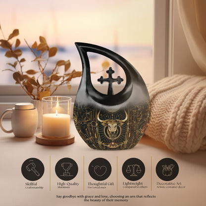 10 inch Zodiac themed Cross Drop Urn