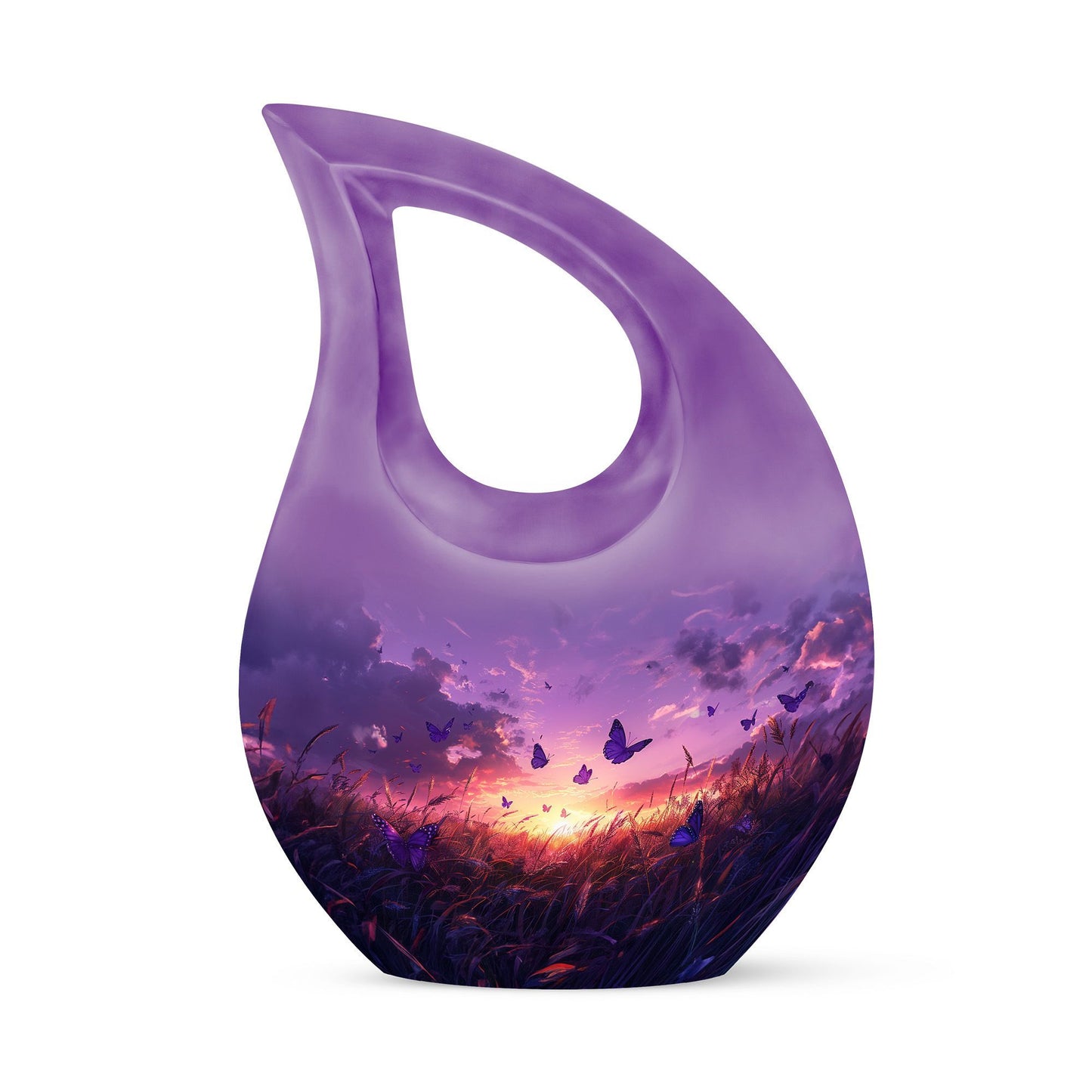 10-inch Purple Meadow Cross Drop Design Urn 