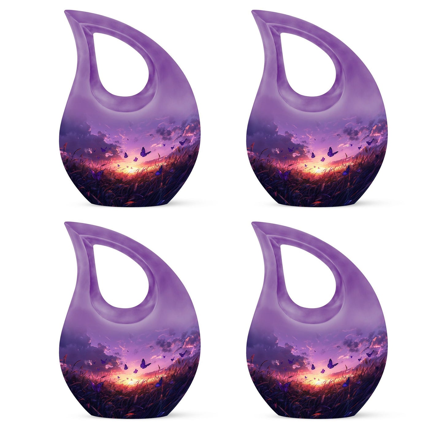 10-inch Purple Meadow Cross Drop Design Urn 