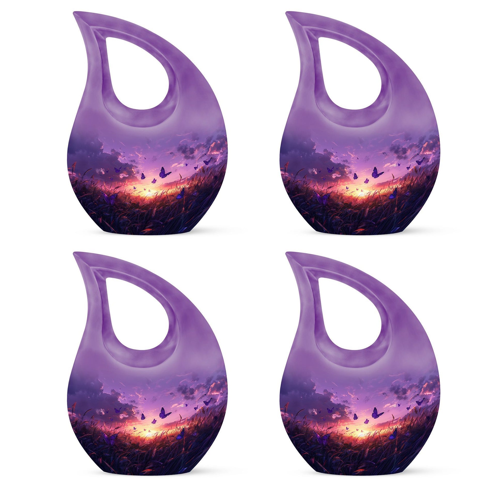 10-inch Purple Meadow Cross Drop Design Urn 