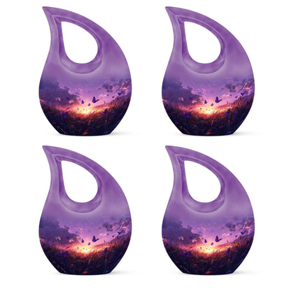 10-inch Purple Meadow Cross Drop Design Urn 