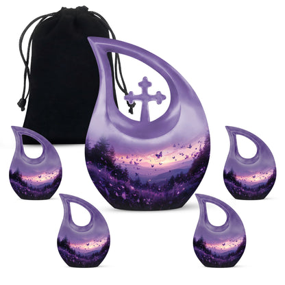 Purple Meadow 10-inch Cross Drop Urn 