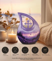 Purple Meadow 10-inch Cross Drop Urn 
