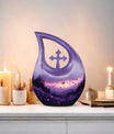 Purple Meadow 10-inch Cross Drop Urn 