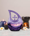 Purple Meadow 10-inch Cross Drop Urn 