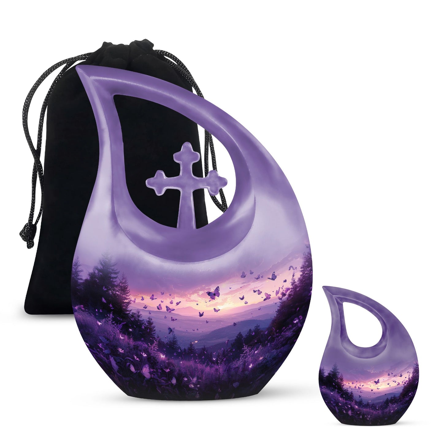 Purple Meadow 10-inch Cross Drop Urn 