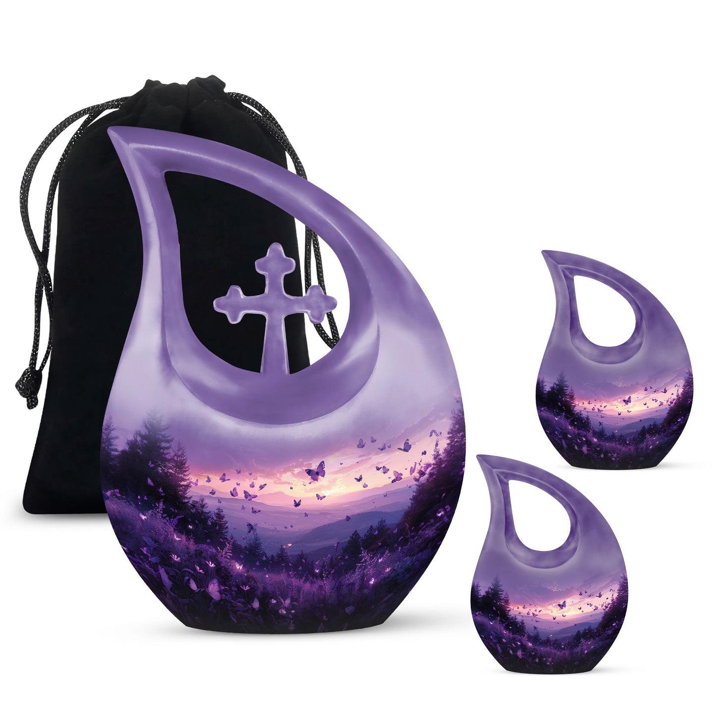 Purple Meadow 10-inch Cross Drop Urn 