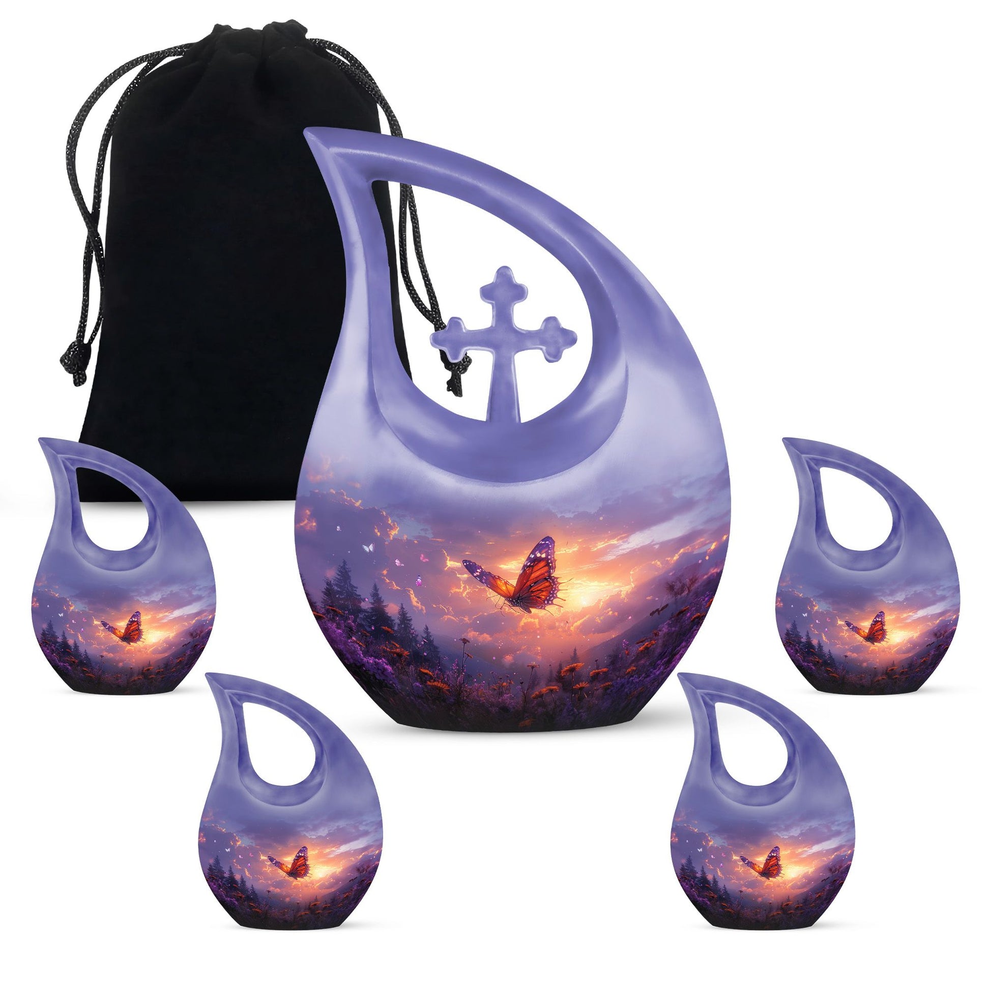 Monarch Butterfly Cremation Urn For Ashes - Purple Urns For Funeral