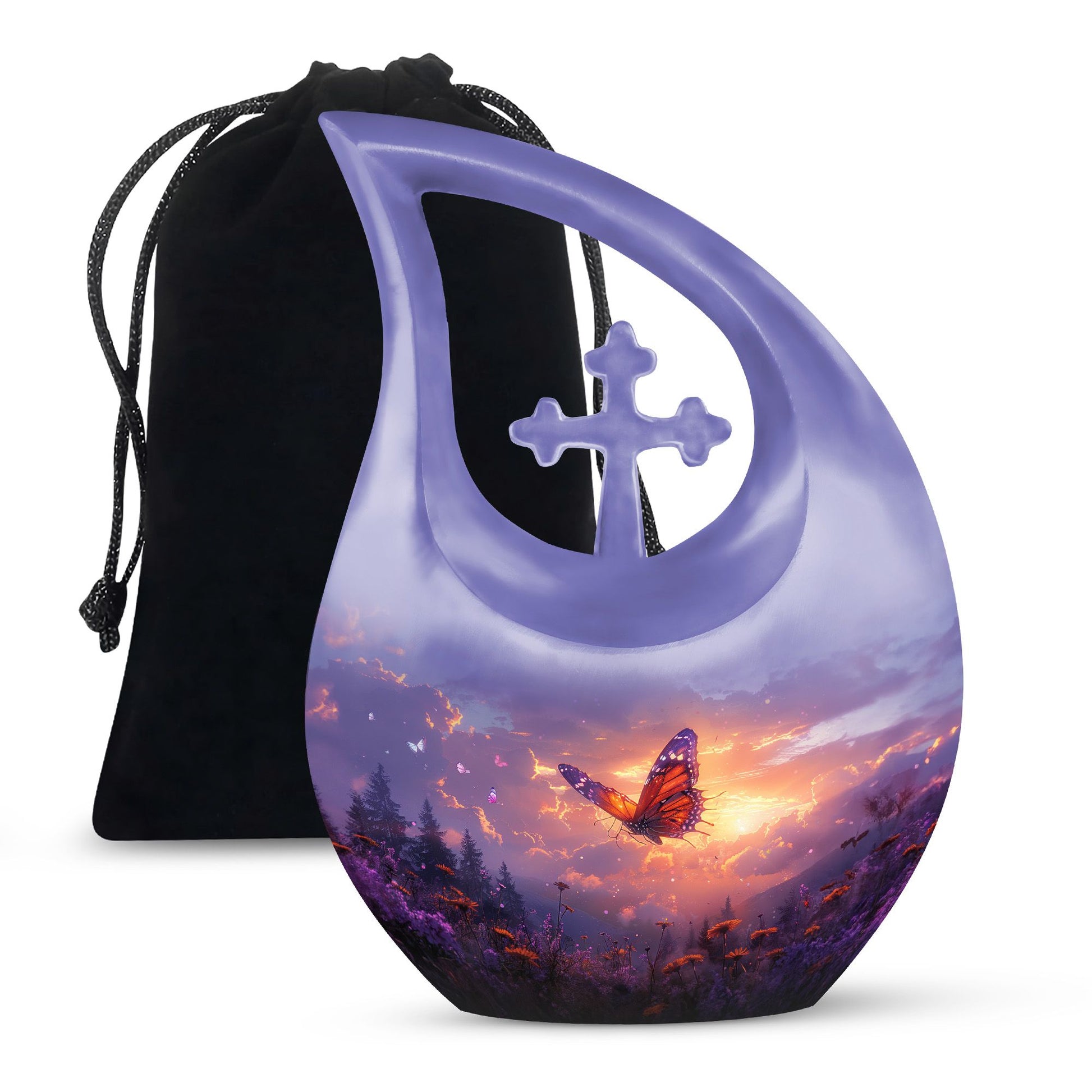 Monarch Butterfly Cremation Urn For Ashes - Purple Urns For Funeral