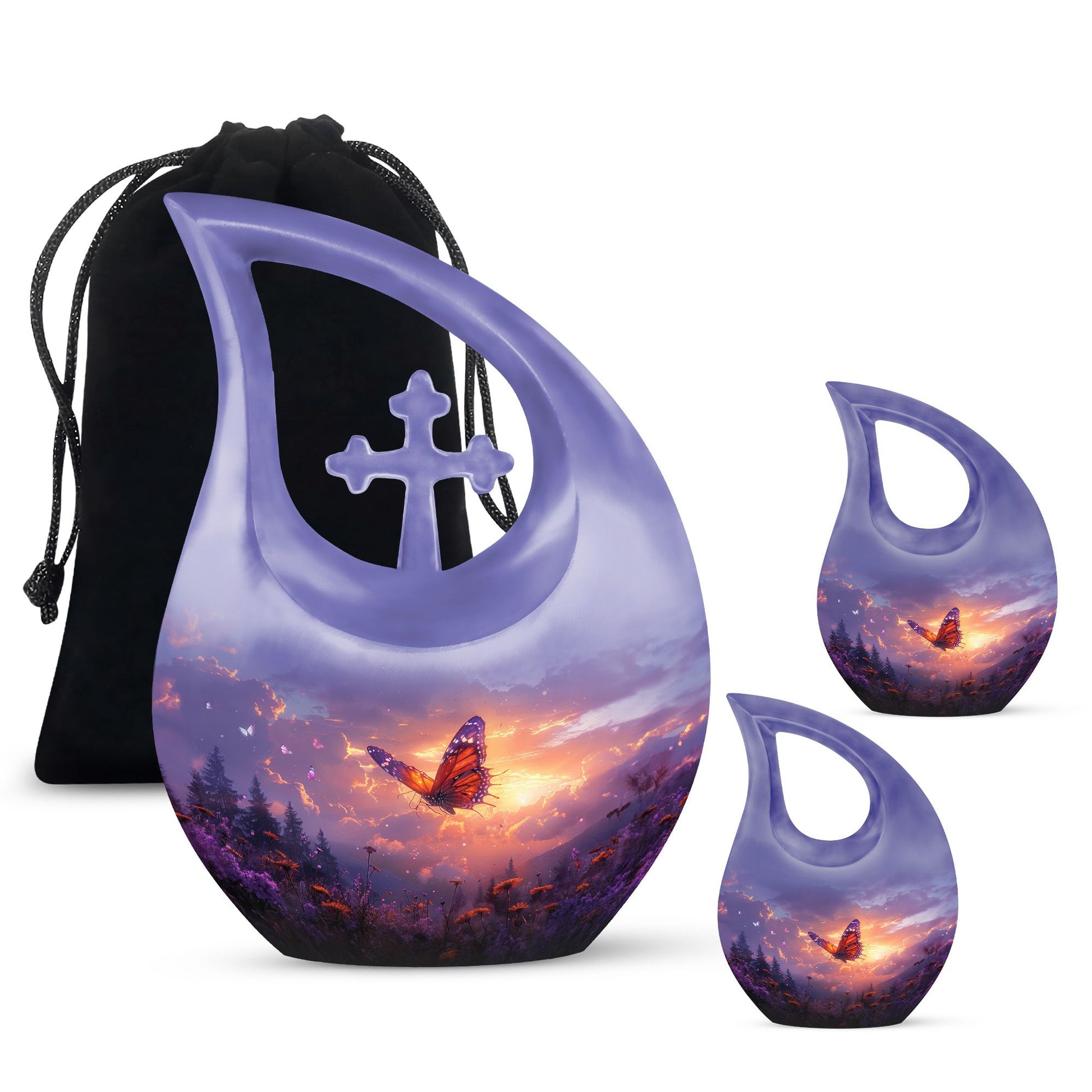 Monarch Butterfly Cremation Urn For Ashes - Purple Urns For Funeral