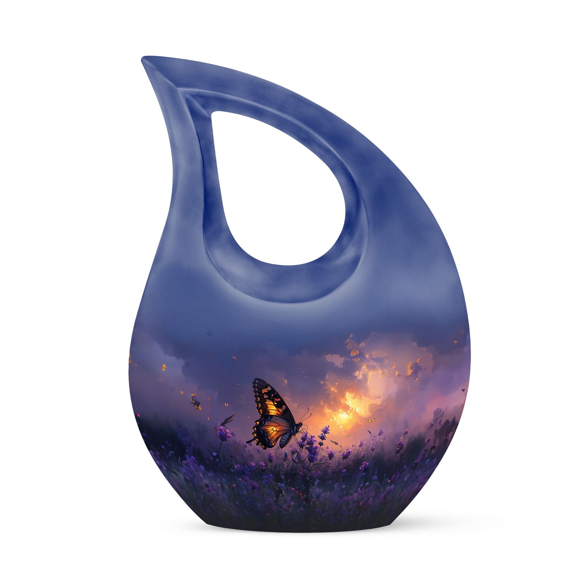 Purple Meadow Urn For Ashes - Monarch Butterfly Funeral Urn For Women