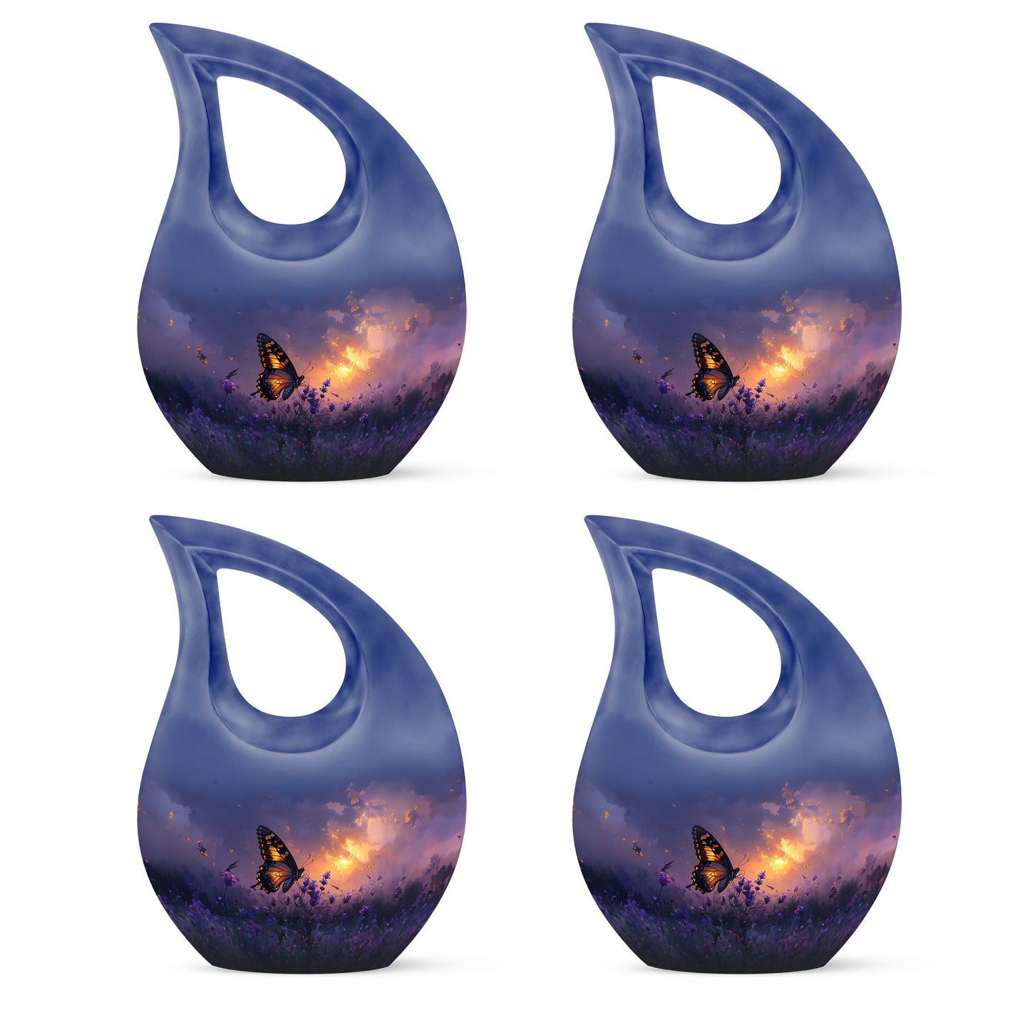 Purple Personalized Butterfly Cremation Urn for Women - 10-inch, 200 cu in - Yatskia
