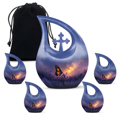 Purple Personalized Butterfly Cremation Urn for Women - 10-inch, 200 cu in - Yatskia