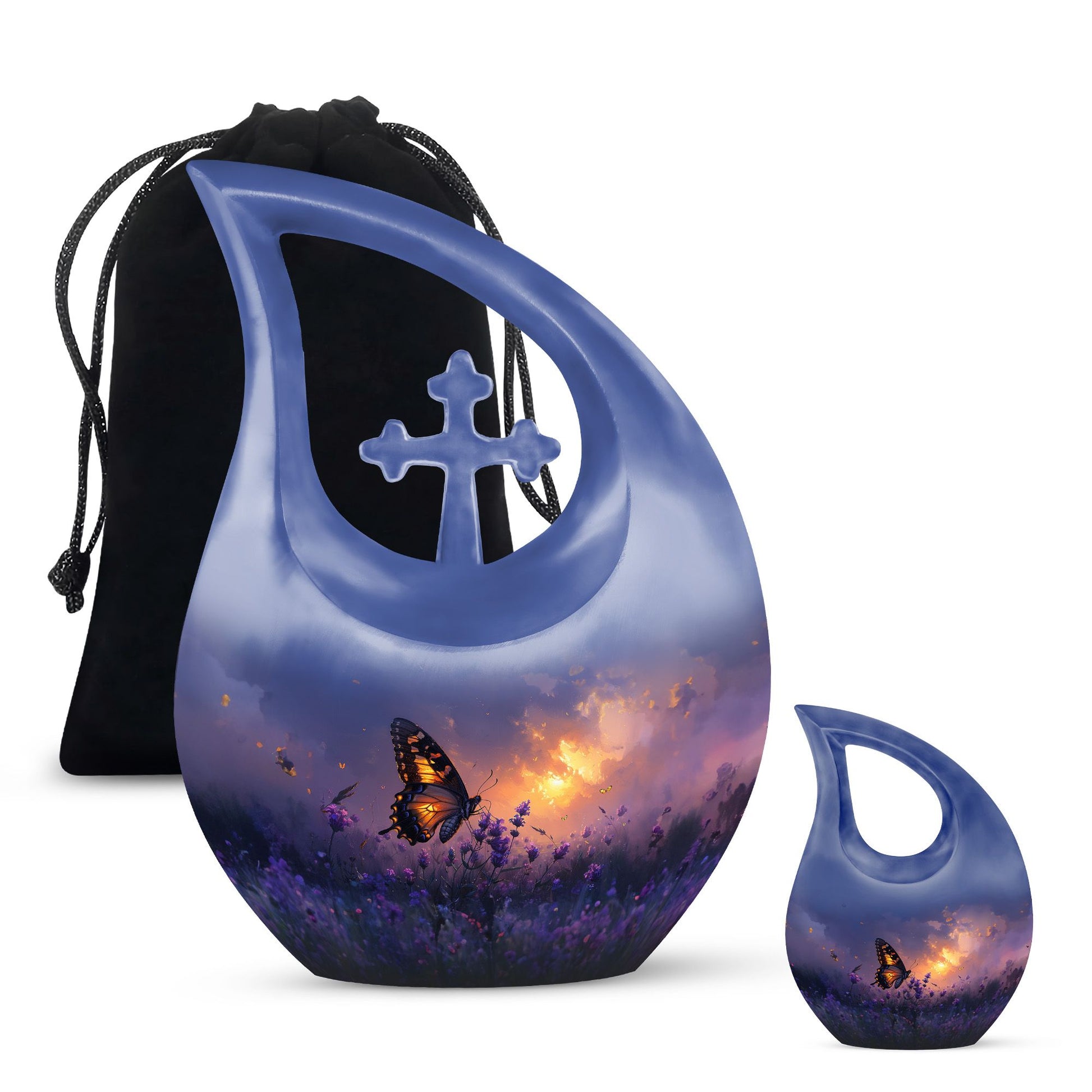 Purple Meadow Urn For Ashes - Monarch Butterfly Funeral Urn For Women