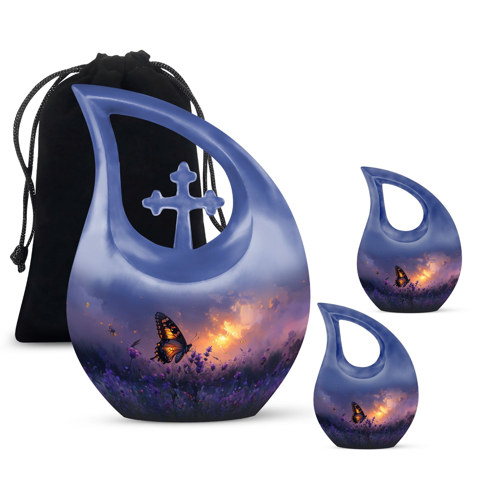 Purple Meadow Urn For Ashes - Monarch Butterfly Funeral Urn For Women