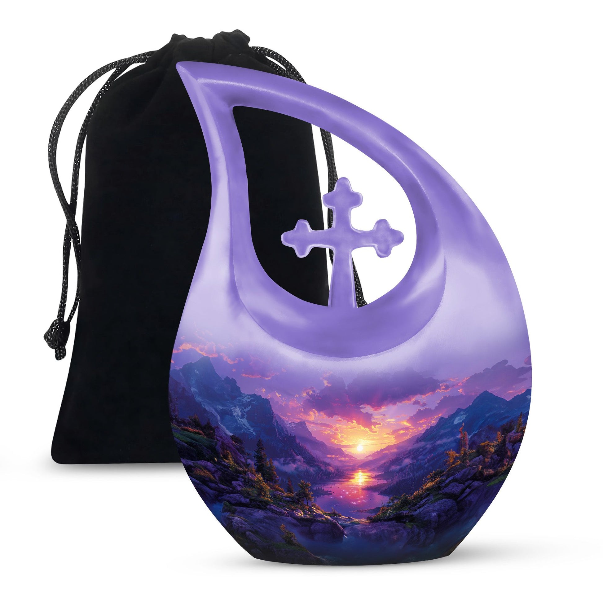 Purple Meadow Urn For Human Ashes Large - Mountain Valley Urn For Funeral