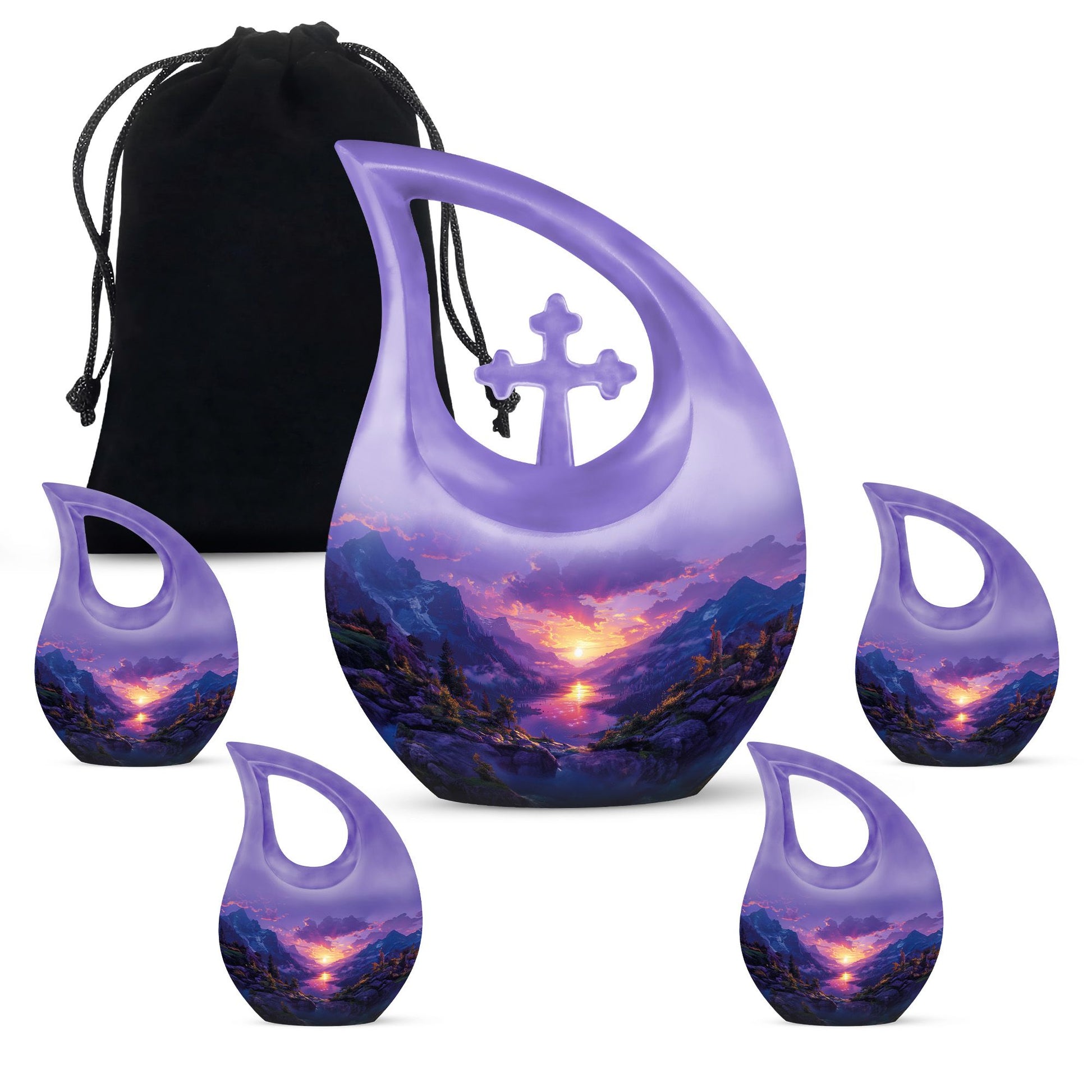 Purple Meadow Urn For Human Ashes Large - Mountain Valley Urn For Funeral