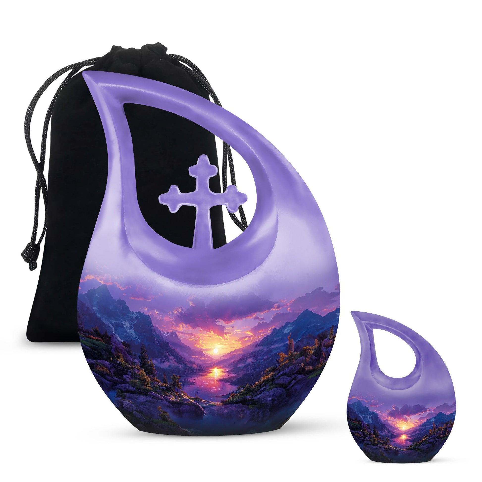 Purple Meadow Urn For Human Ashes Large - Mountain Valley Urn For Funeral