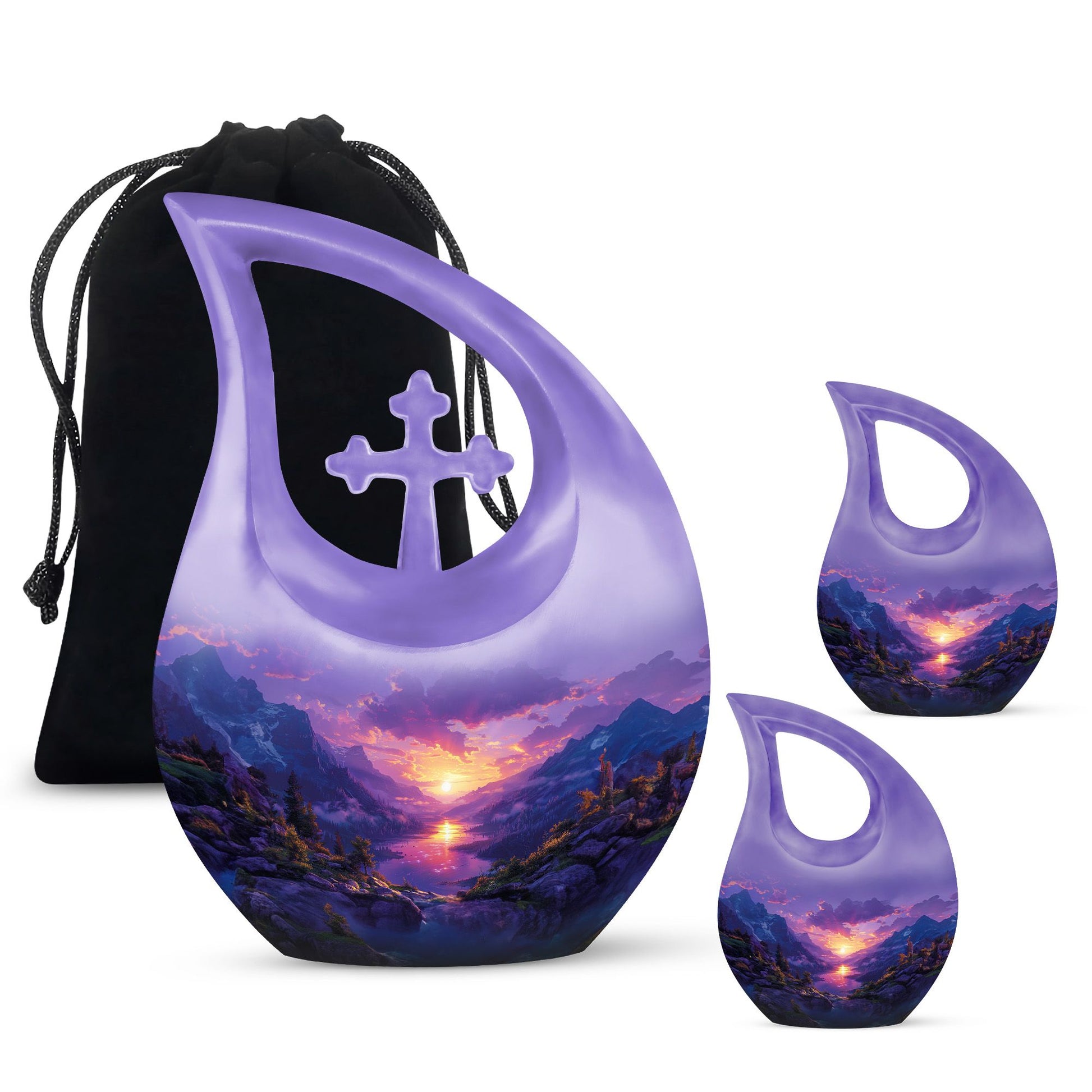 Purple Meadow Urn For Human Ashes Large - Mountain Valley Urn For Funeral