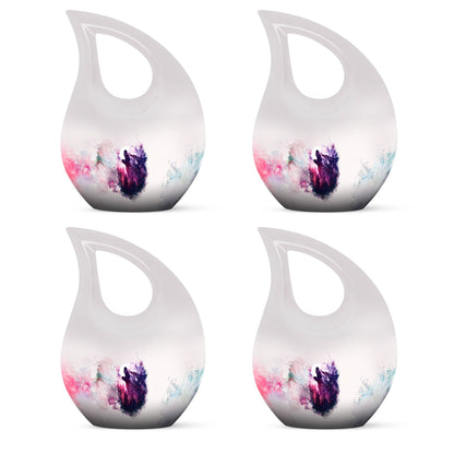 Wolf Urn for Human Ashes, White Watercolor Howling at the Moon, Classic Urn