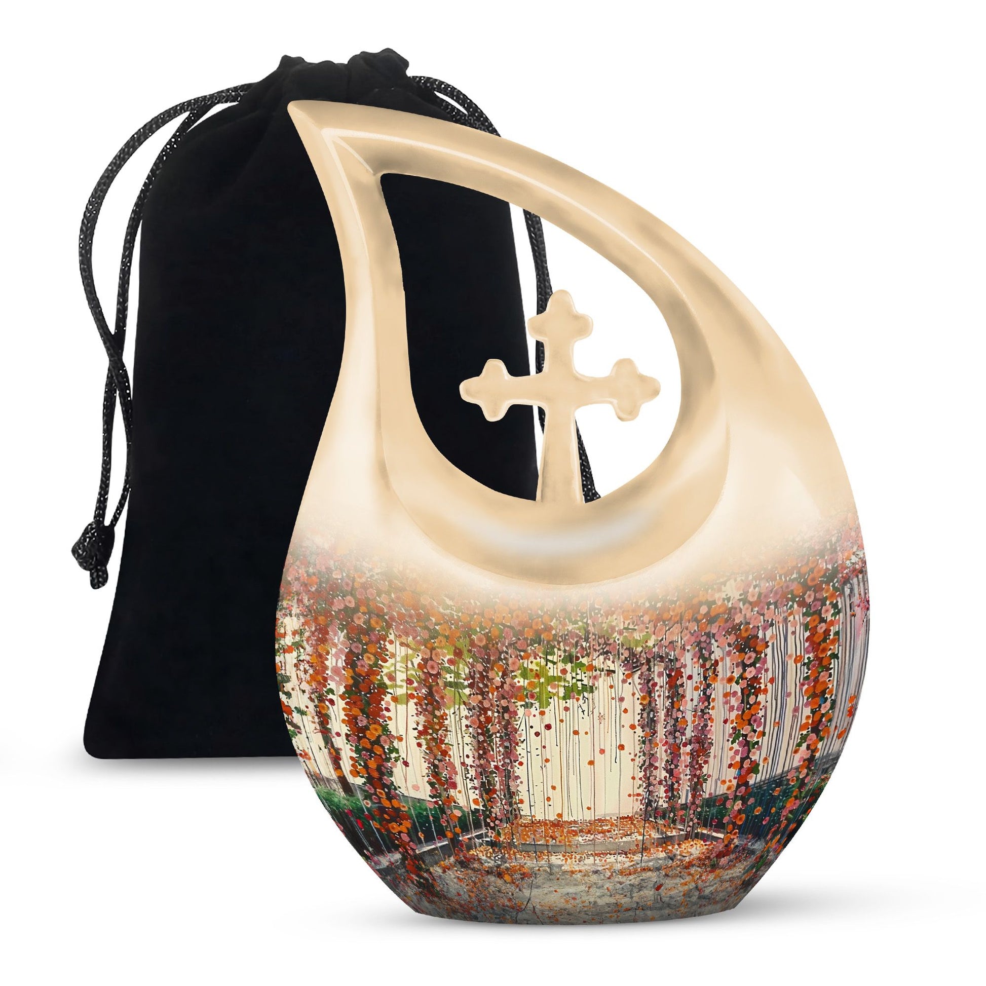 10-inch Cross Drop Flowers Urn 