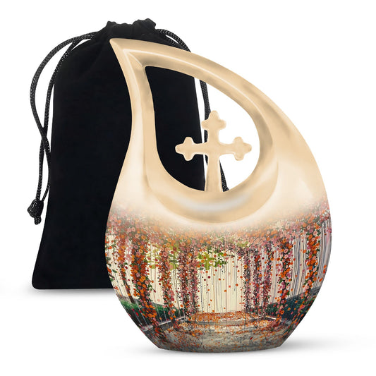 10-inch Cross Drop Flowers Urn 