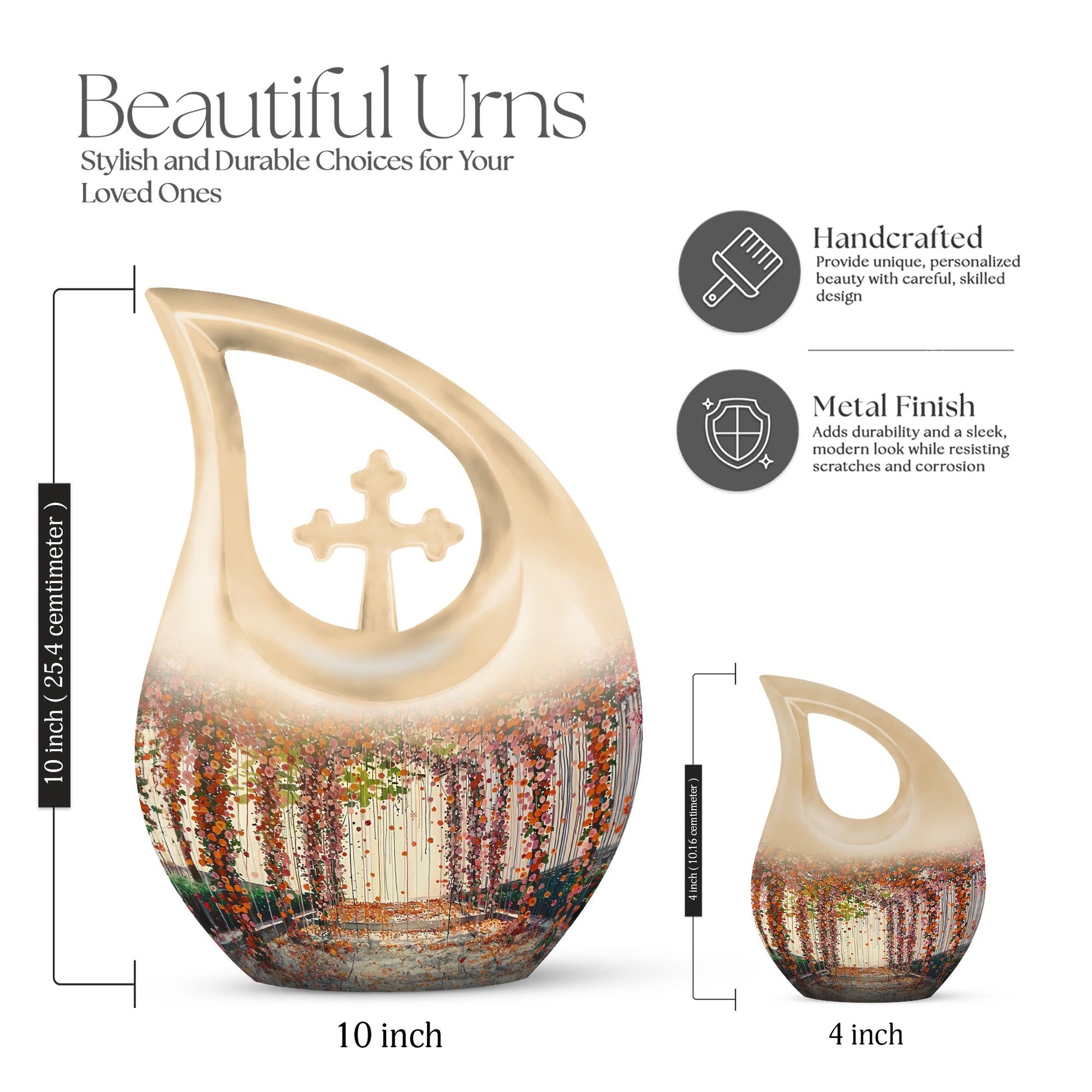 10-inch Cross Drop Flowers Urn 