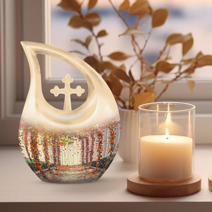 10-inch Cross Drop Flowers Urn 