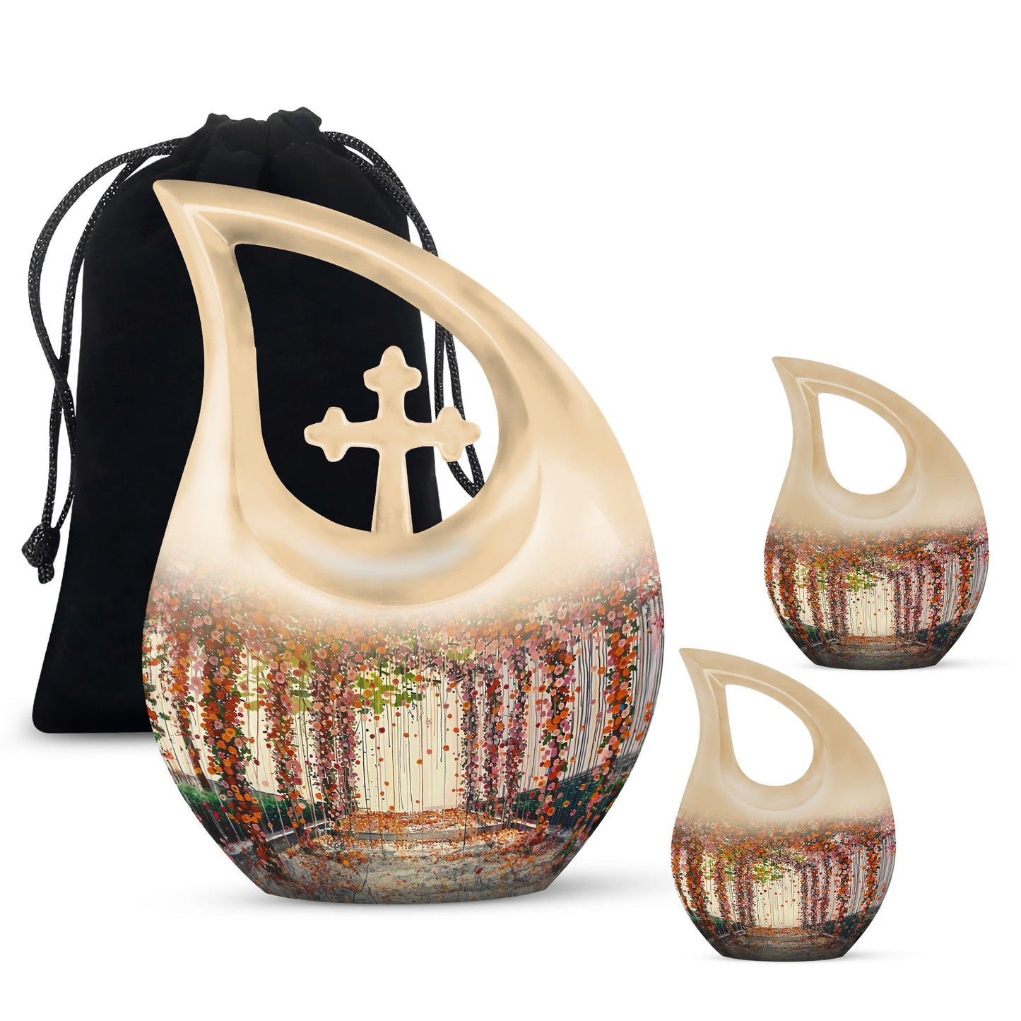 10-inch Cross Drop Flowers Urn 
