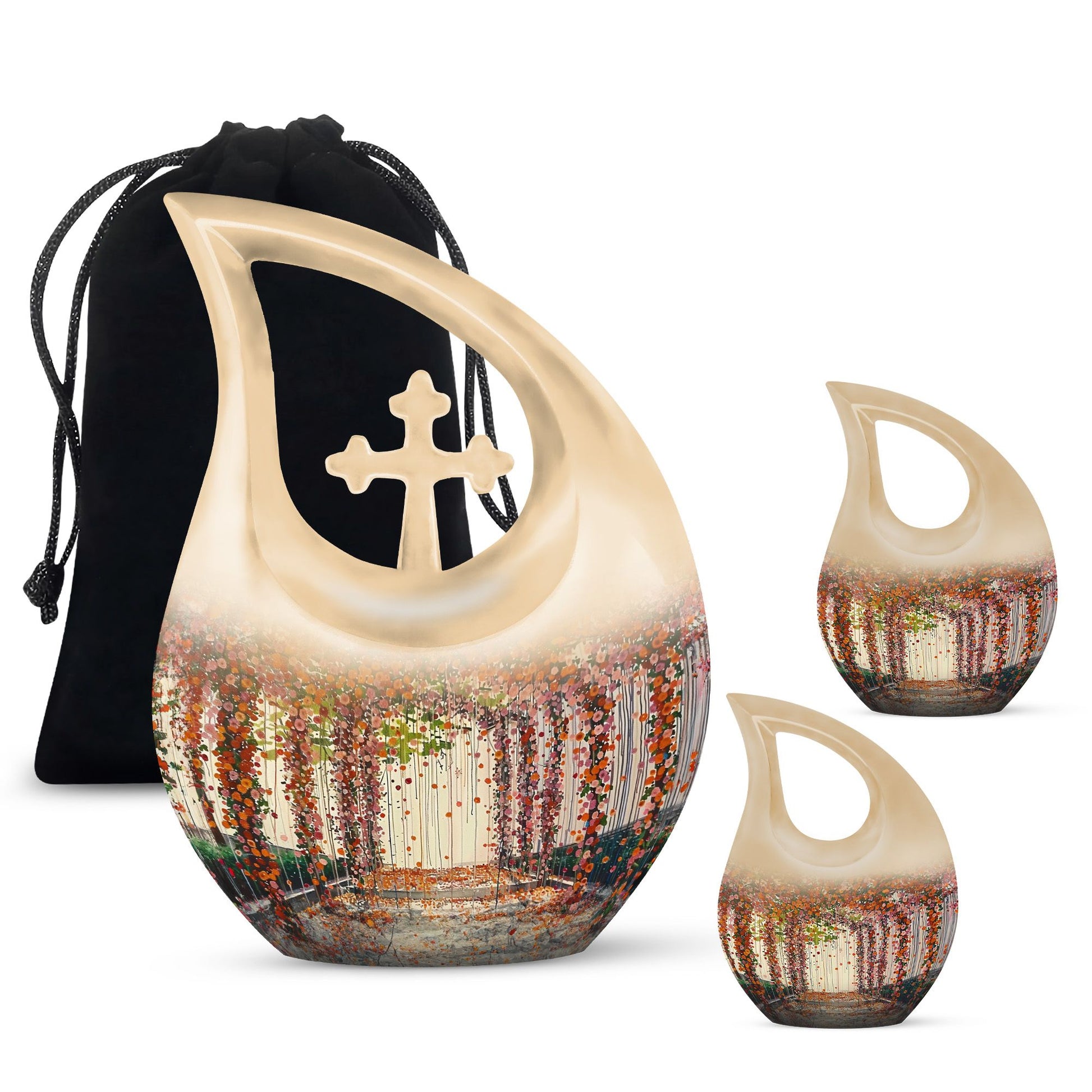 10-inch Cross Drop Flowers Urn 