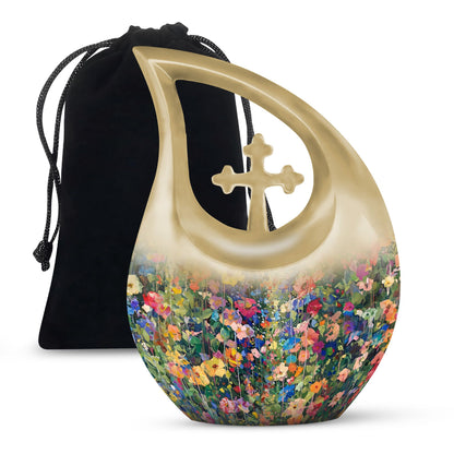 Pink Cross Drop Flowers Urn,