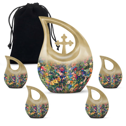 Pink Cross Drop Flowers Urn,