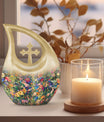 Pink Cross Drop Flowers Urn,