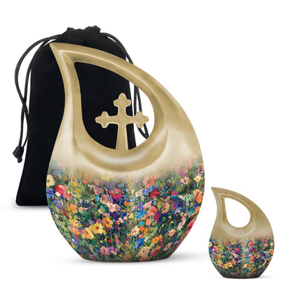 Pink Cross Drop Flowers Urn,