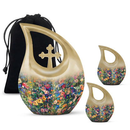 Pink Cross Drop Flowers Urn,