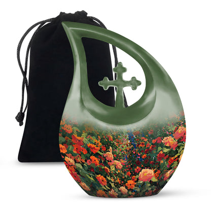Large 10 Inch Cross Drop Flowers Urn 