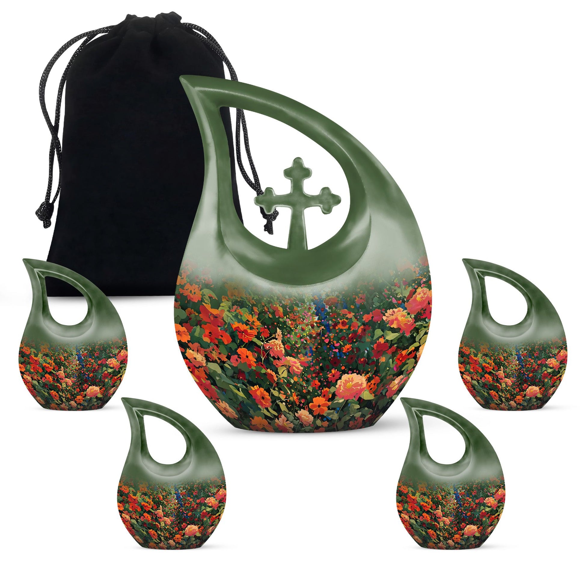 Large 10 Inch Cross Drop Flowers Urn 