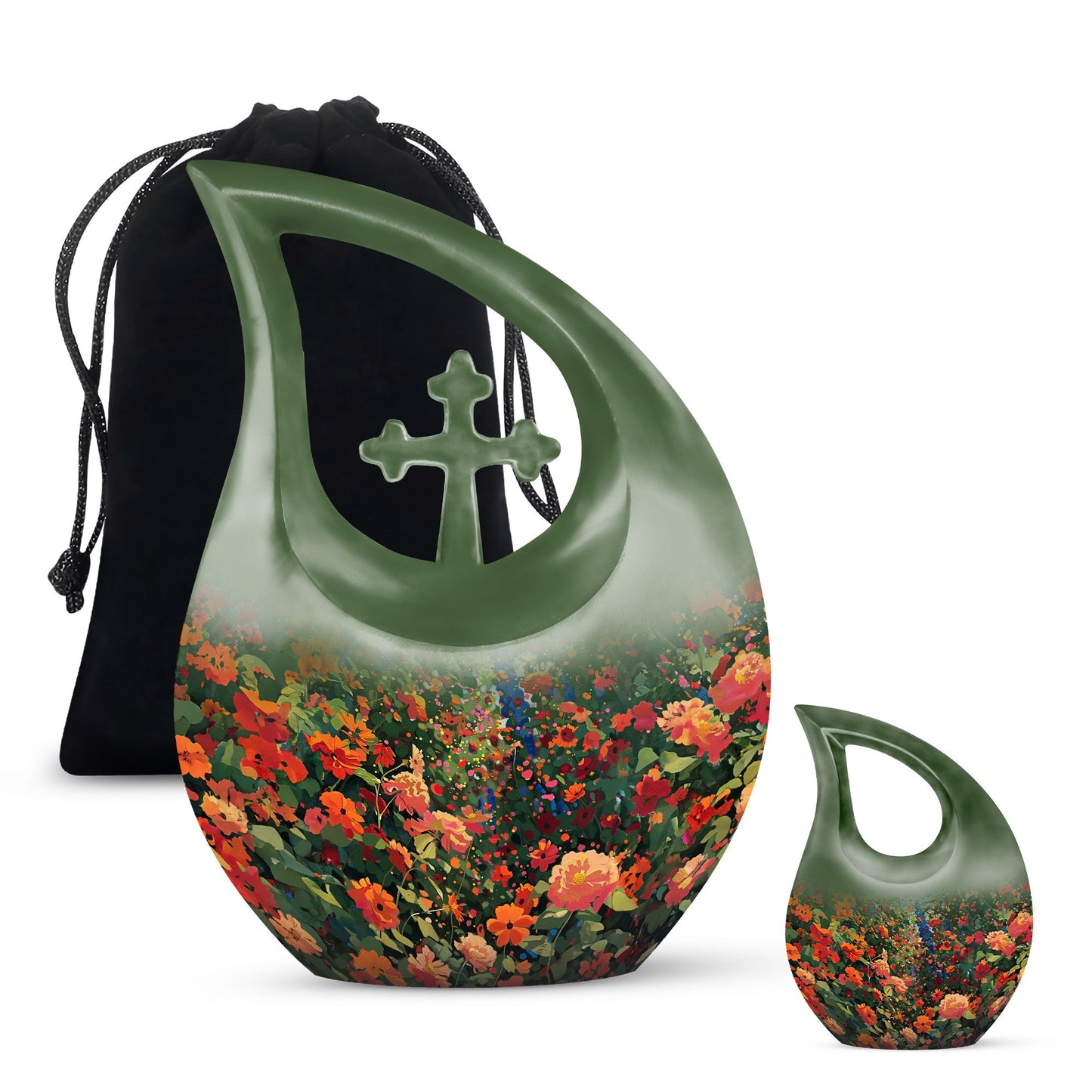 Large 10 Inch Cross Drop Flowers Urn 
