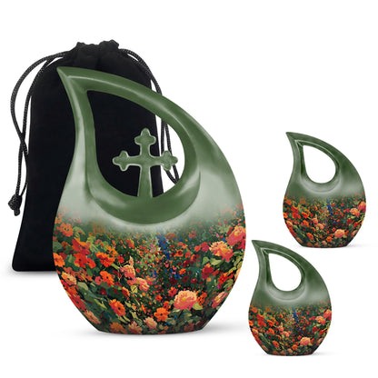Large 10 Inch Cross Drop Flowers Urn 