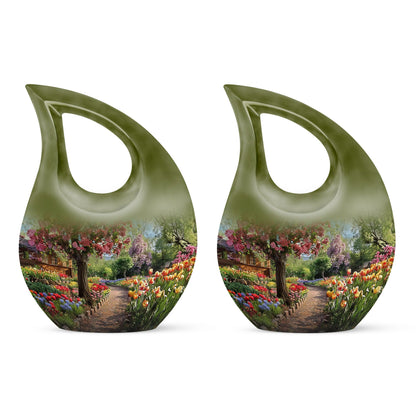 Flowers themed Cross Drop 10-inch Modern Urn 