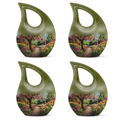 Flowers themed Cross Drop 10-inch Modern Urn 