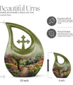Flowers themed Cross Drop 10-inch Modern Urn 