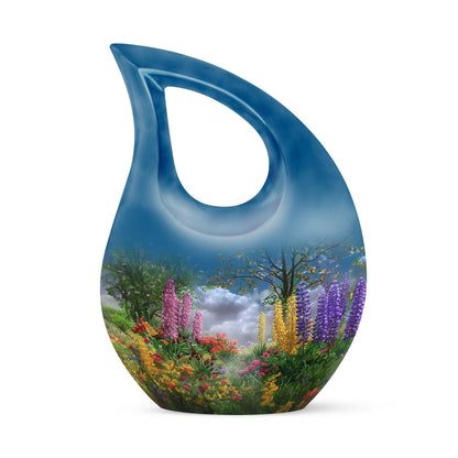 Flower-themed Cross Drop, Large Modern Mom Urn