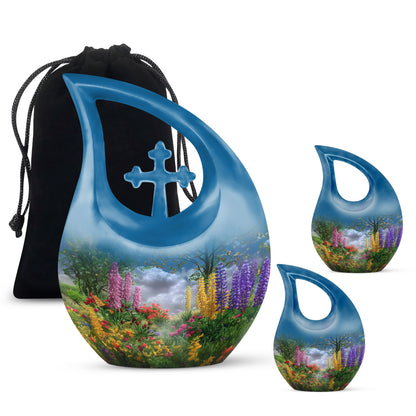 Flower-themed Cross Drop, Large Modern Mom Urn